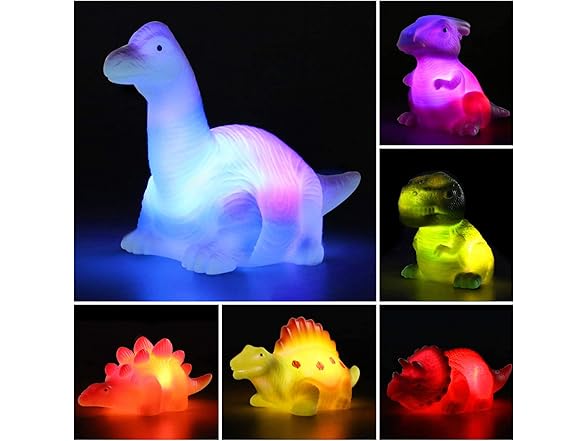 12 Pack Light-Up Dinosaur Bath Toys
