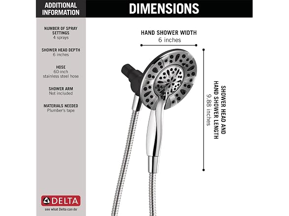 Delta 4-Setting In2ition 2-in-1 Dual Shower