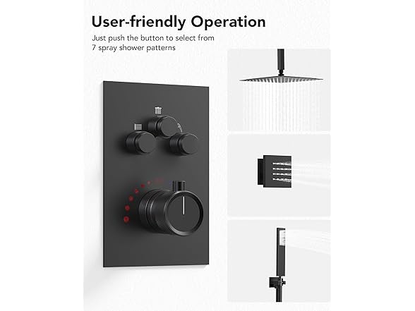 EVERSTEIN 12" Ceiling Mount Rainfall Shower System