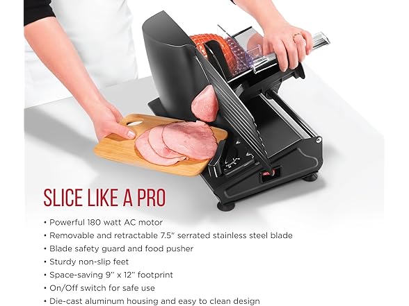 Chefman Electric Deli Slicer W Adjustable Slices