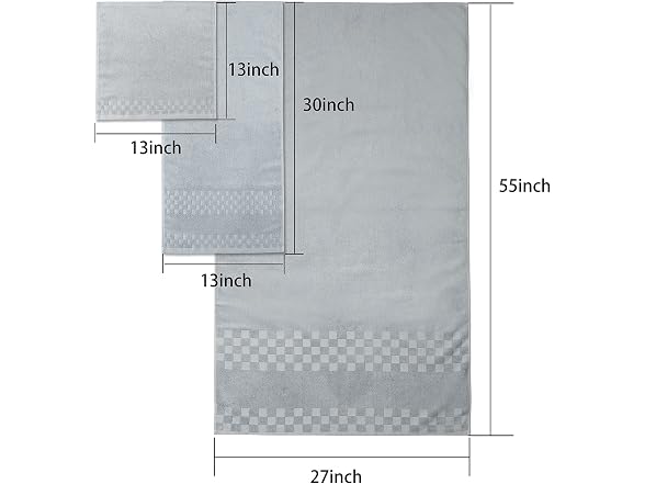 DIAOJIA Bath Towels - Soft 6-Pcs Gray Cotton