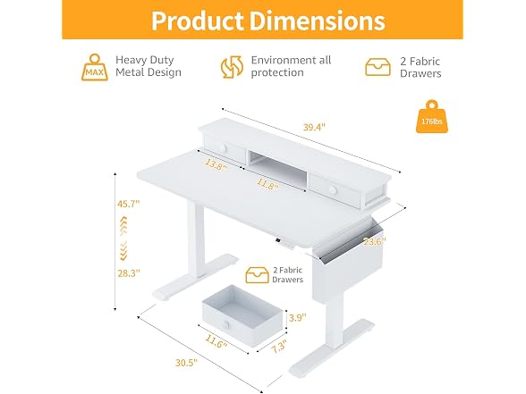 White Electric Standing Desk