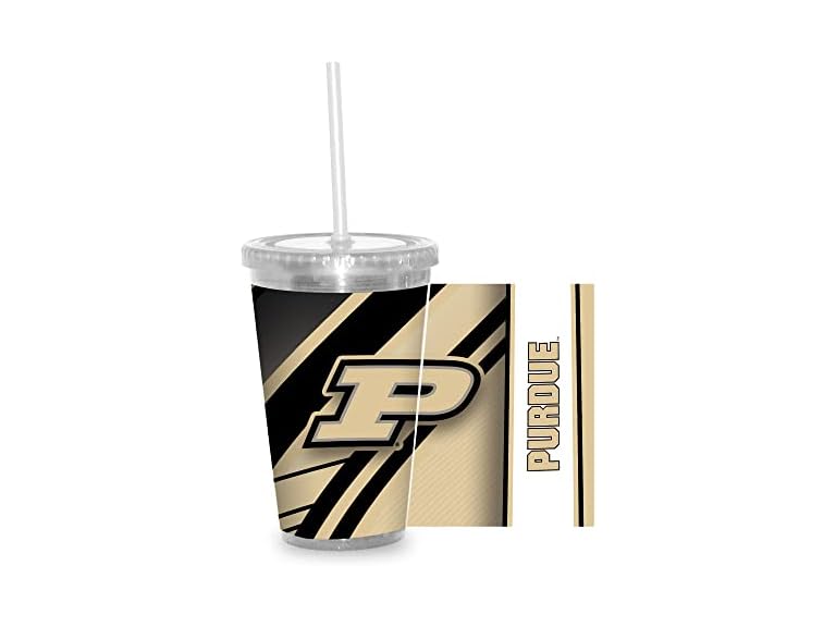 Rico Industries NCAA Purdue Boilermakers 16oz Clear Tumbler W/Straw