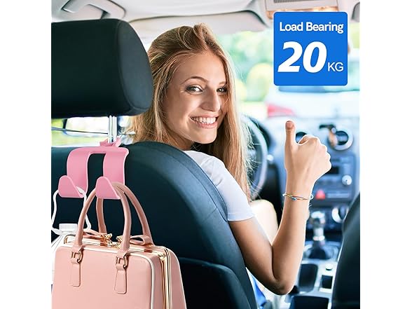 2 in 1 Car Storage Headrest Hanger Holder, Pink