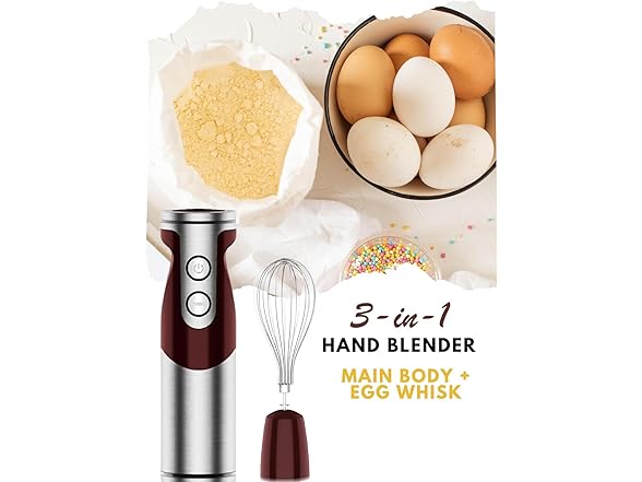 MegaWise 3-in-1 Hand Blender Set with Variable Speed Control