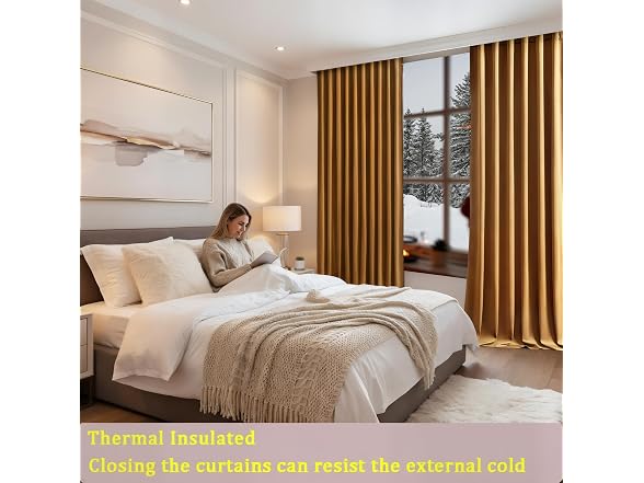 Gold Brown Velvet Blackout Curtains