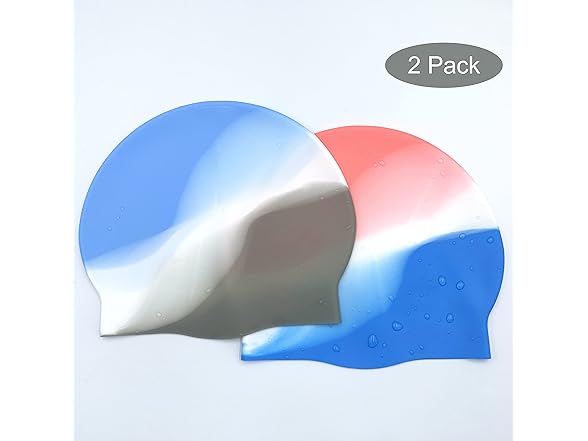2Pack Durable Silicone Swim Cap