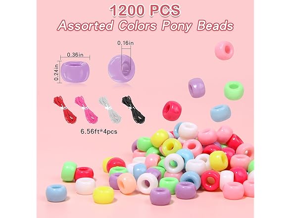 TLAOKLIU 1200pcs Pastel Hair Beads