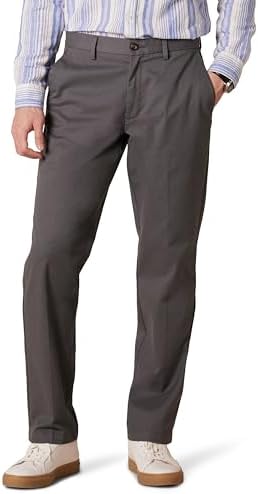 Amazon Essentials Men's Straight-Fit Wrinkle-Resistant Flat-Front Chino Pant, Charcoal, 28W x 32L