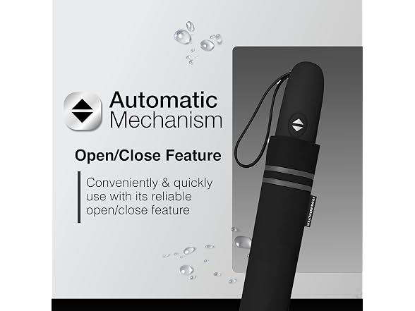 Weatherproof Automatic Rain Umbrella, Black