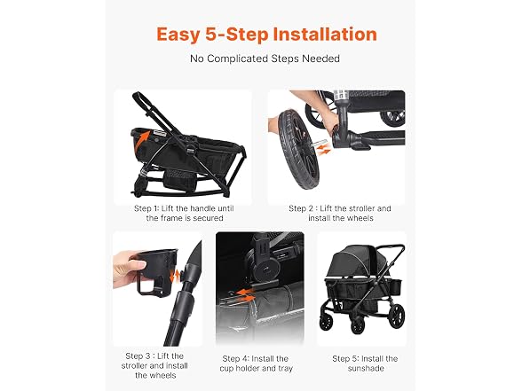 VEVOR Double Stroller, 2 Seats All-Terrain Wagon