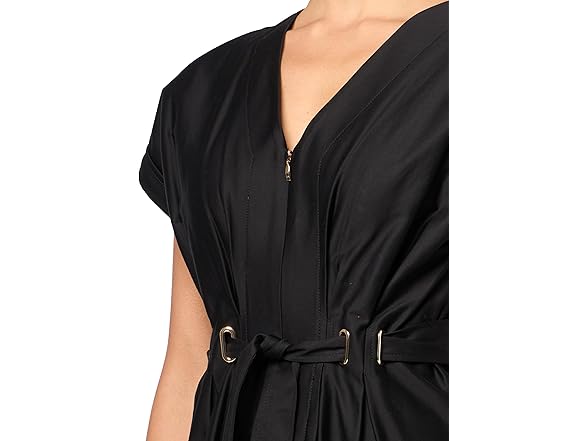 Halston Women's Structured Short Sleeve V-Neck Dress
