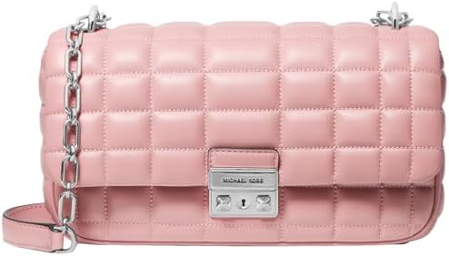 Michael Kors Tribeca Large Convertible Chain Shoulder Bag, Silver-Tone Hardware/Smokey Rose