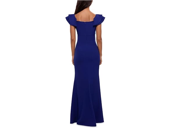 Betsy & Adam Women (14) Long Ruffles Gown Marine