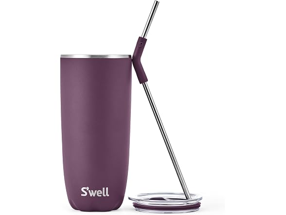 S'well Stainless Steel Tumbler with Straw  24oz, Plum