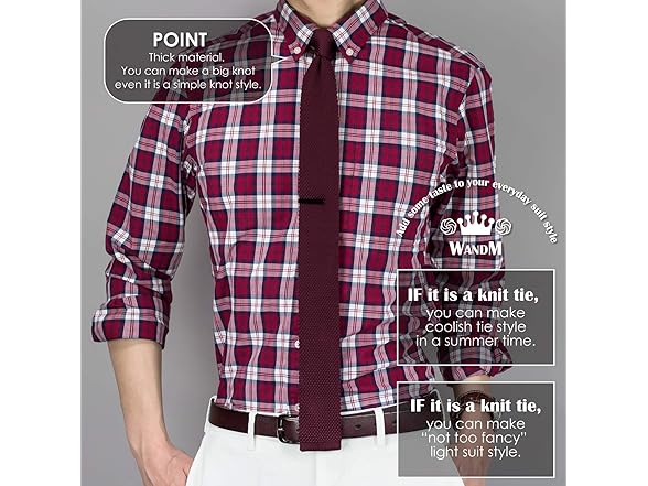 WANDM Men's Knit Tie Slim Skinny Square