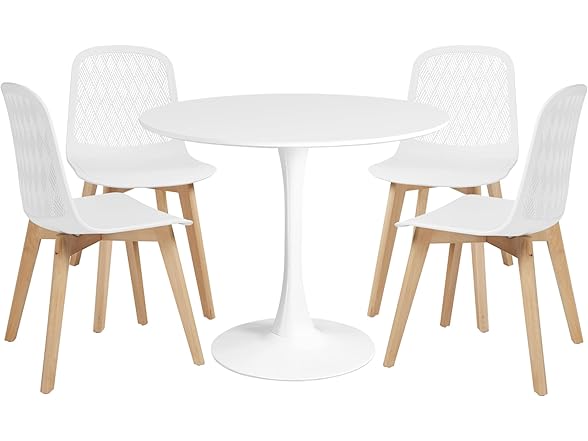Mid Century Modern White Dining Table Set