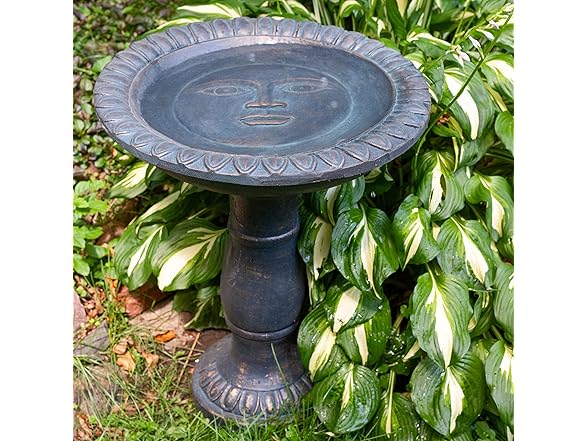 Sunnydaze 26” H Concrete Bird Bath Patina Blue