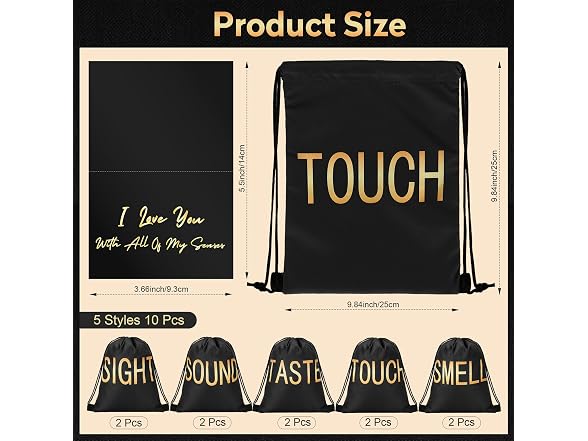 Bafeil 5 Senses Gift Bags 10pc Black