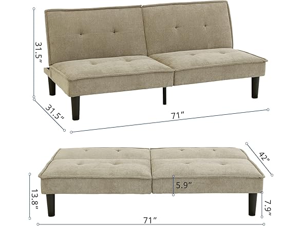 FONTOI Futon Sofa Bed Memory Foam Couch Sleeper