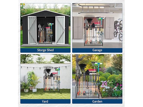Garden Tool Organizer 2 Tier Yard Storage Rack 