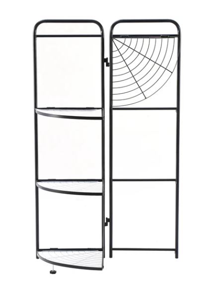 4-Tier Foldable Corner Shelf, Black - Gallery 4