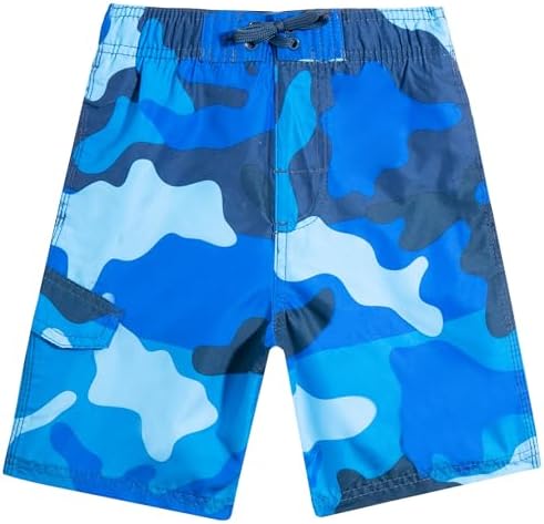 Kanu Surf Boys' Viper Quick Dry UPF 50+ Beach Swim Trunk, Surf Camo Navy, 7