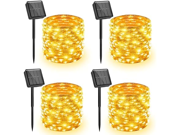 Minetom Solar Fairy Lights, 2 Pack Total 66 FT 200 LED Solar String Lights