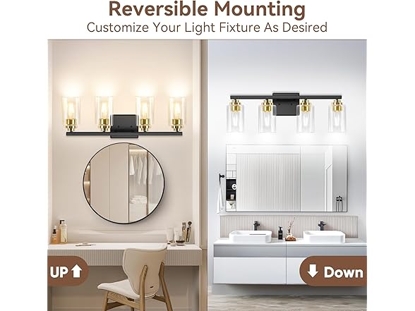 VerRon B0F52J9D7W 4-Light Bathroom Light Fixtures