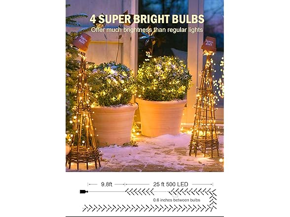 Brightown Cluster-Lights-Christmas-Tree-Lights-Outdoor, 1000 LED 50 Ft