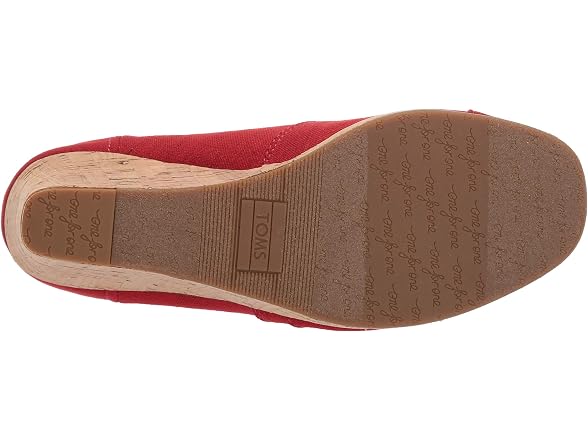 TOMS Women's Classic Wedge Espadrille Sandal, Red Crosshatch Jacquard, 5