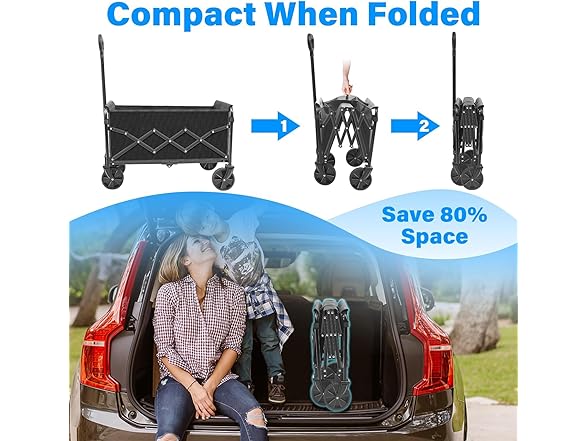 LIAPOTT Wagon Cart Foldable w/ Wheels 360 lb. Capacity