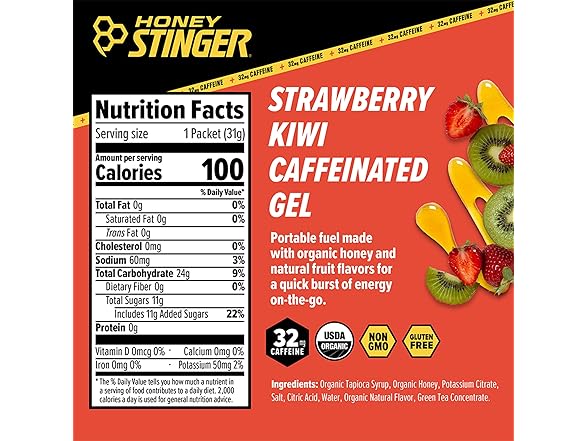 24PK Honey Stinger Strawberry Kiwi Energy Gel