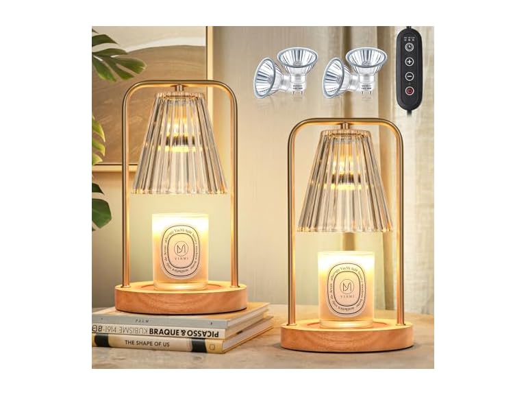 VerRon 2-Pack Candle Warmer Lamps,Amber & Gold & Metal