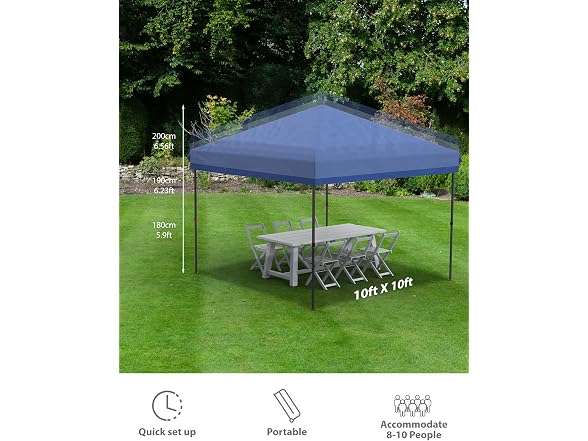 10x10 Pop Up Canopy Tent with 3 Removable Sidewalls