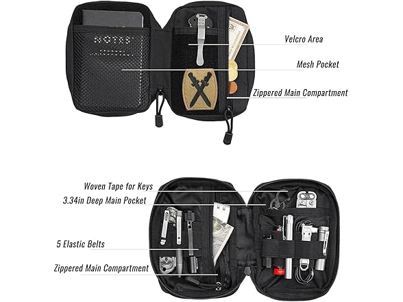 Small 6 Pocket Organizer with Velcro
