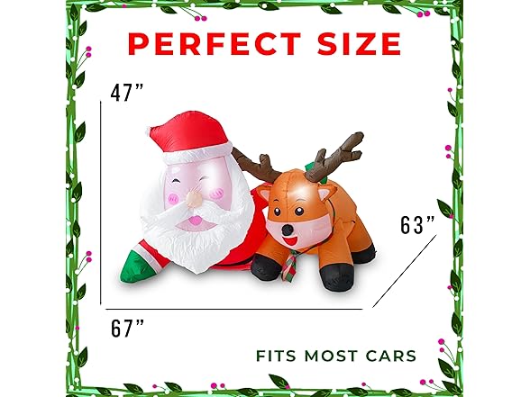 Zone Tech CR0005 6Ft Inflatable Santa and Reindeer