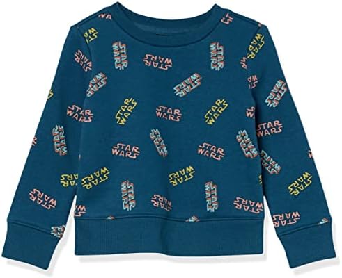 Amazon Essentials Disney | Marvel | Star Wars | Princess Girls' Fleece Pullover Crew Sweatshirt, Star Wars Logo, Large