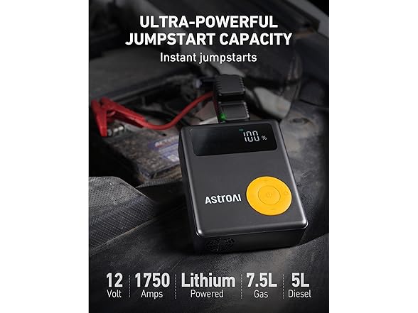 AstroAI Portable Jump Starter w/ Air Compressor