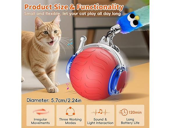 UPSKY Interactive Cat Toy Ball - Automatic