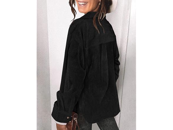 Saslax Women (XXL) Corduroy Shirt Long Up V Jacket
