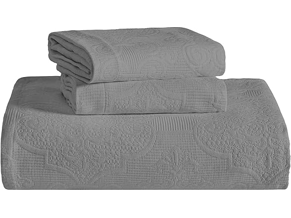 Superior Cotton Bedspread Set Matelasse Jacquard Medallion Scroll