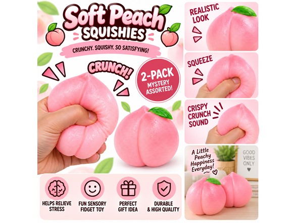 Soft Peach Crunch Squishy 2-Pk