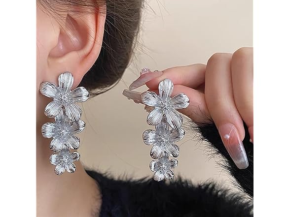 ZZFENGKR Bohemian Flower Earrings for Women 18K G