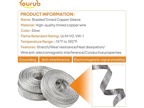 FOURUB Tinned Copper Braided Sleeves