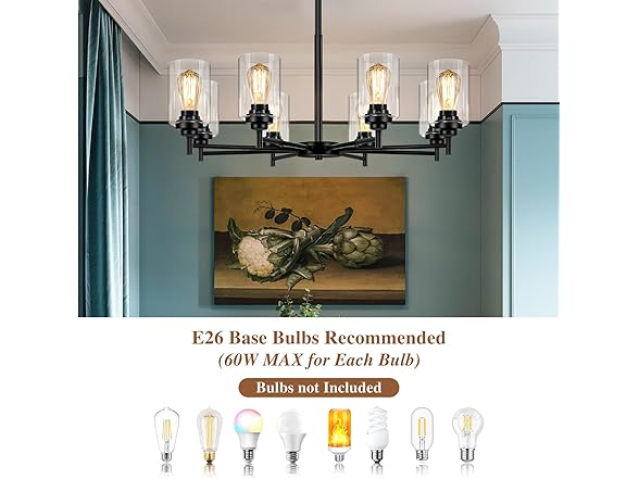 Sucolite 33.5'' 8-Light Chandelier -Choose Color