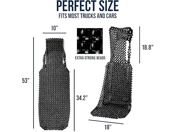 Zone Tech SE0096 Beaded Seat Cover for Cars Black Blac