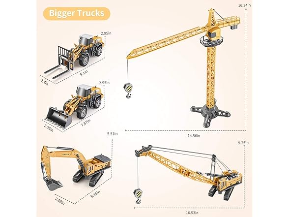 Geyiie Trucks & Crane Playset for Kids