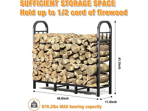 GREENER 4FT Firewood Rack Outdoor