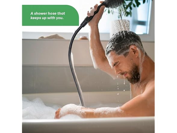 SUPPLYGIANT Shower Hose 59 inch Stainless Steel Shower Head Hose with 1/2 Inch Threaded Connector, Matte Black Plated Finish
